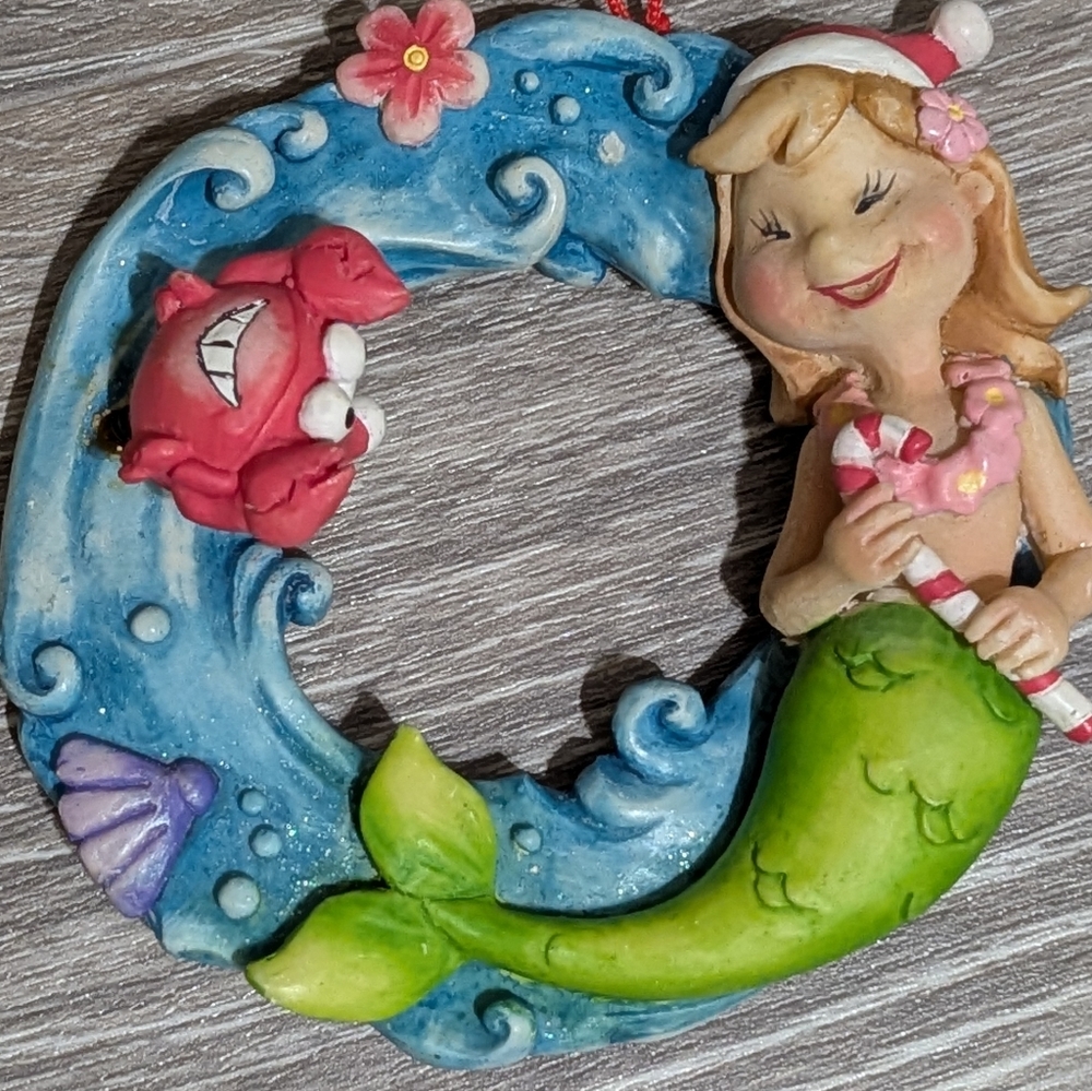 Mermaid Christmas Ornament with Green Tail - Picture 3 of 4